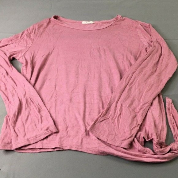 Olivia Rae Womens T-Shirt Pink Large Long Sleeve Side Drawstring Casual #0479 - Picture 1 of 7